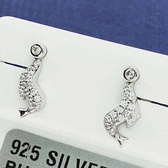 "925 Sterling Silver CZ Stud Earrings for Women/Girl, US925P1242 - Picture 7 of 8